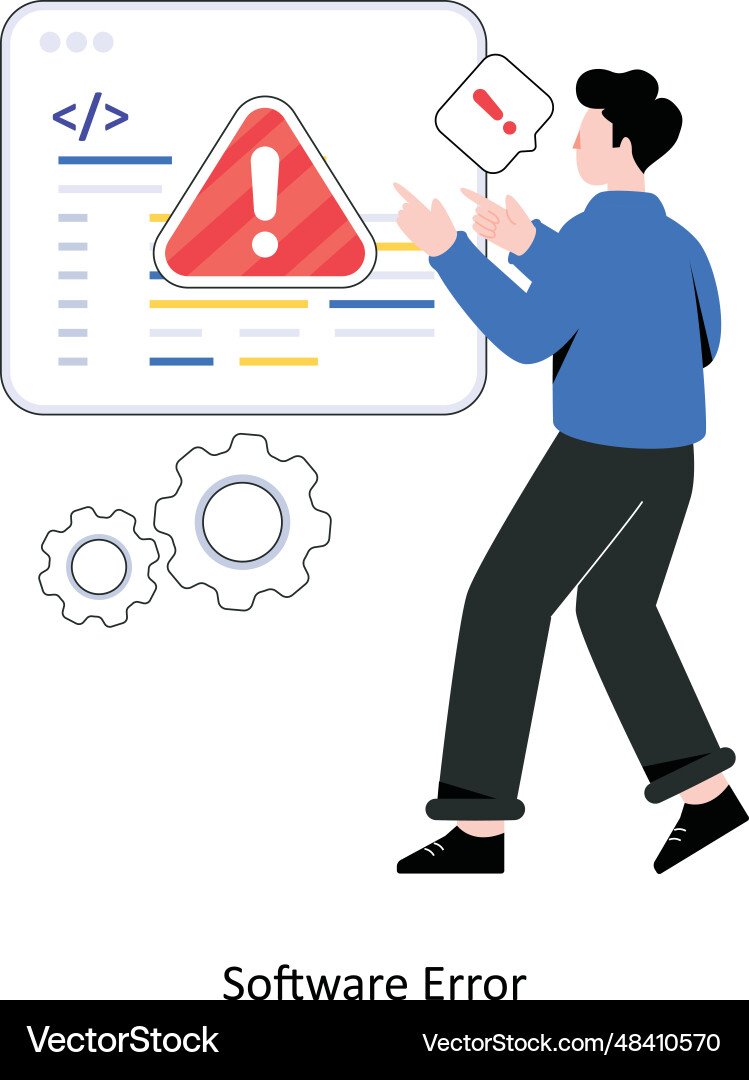 Software error flat style design vector image