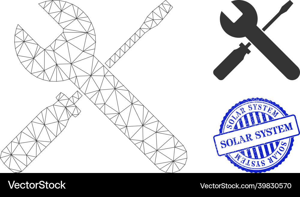 Solar system textured stamp and web net Solar system textured stamp and web net Vector Image