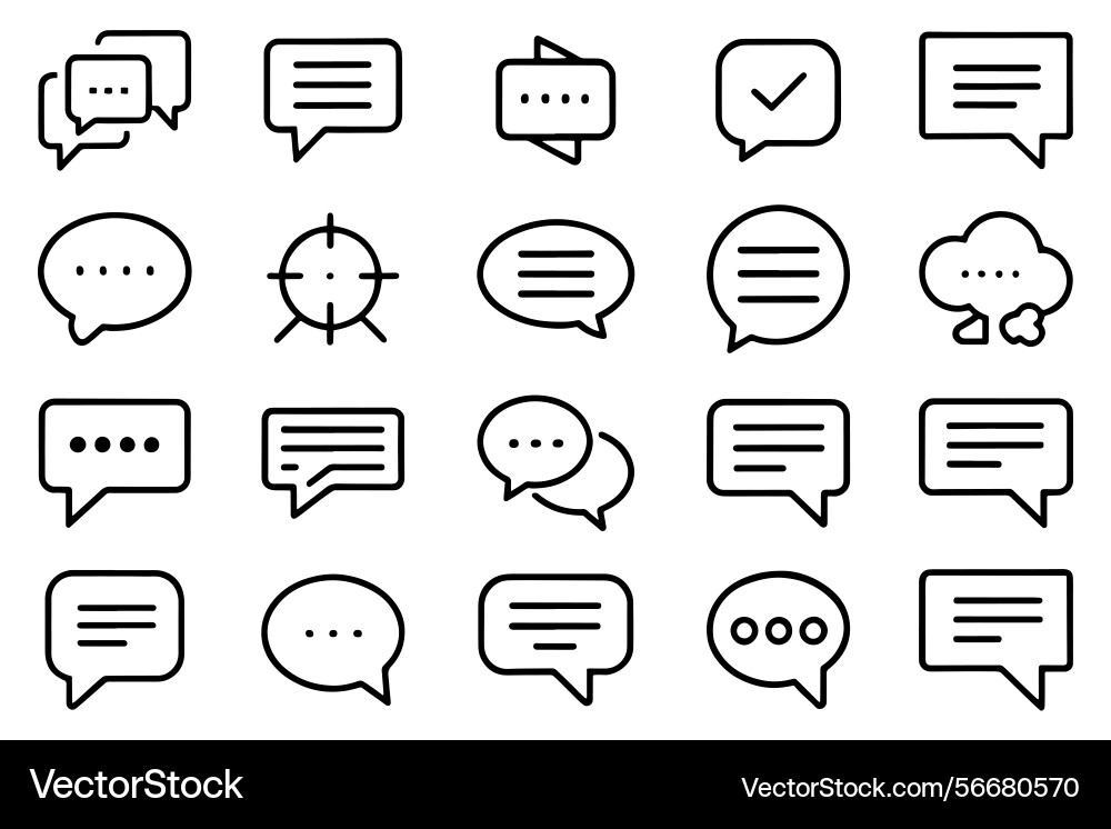 Speech bubble line editable icon set isolated Speech bubble line editable icon set isolated vector image