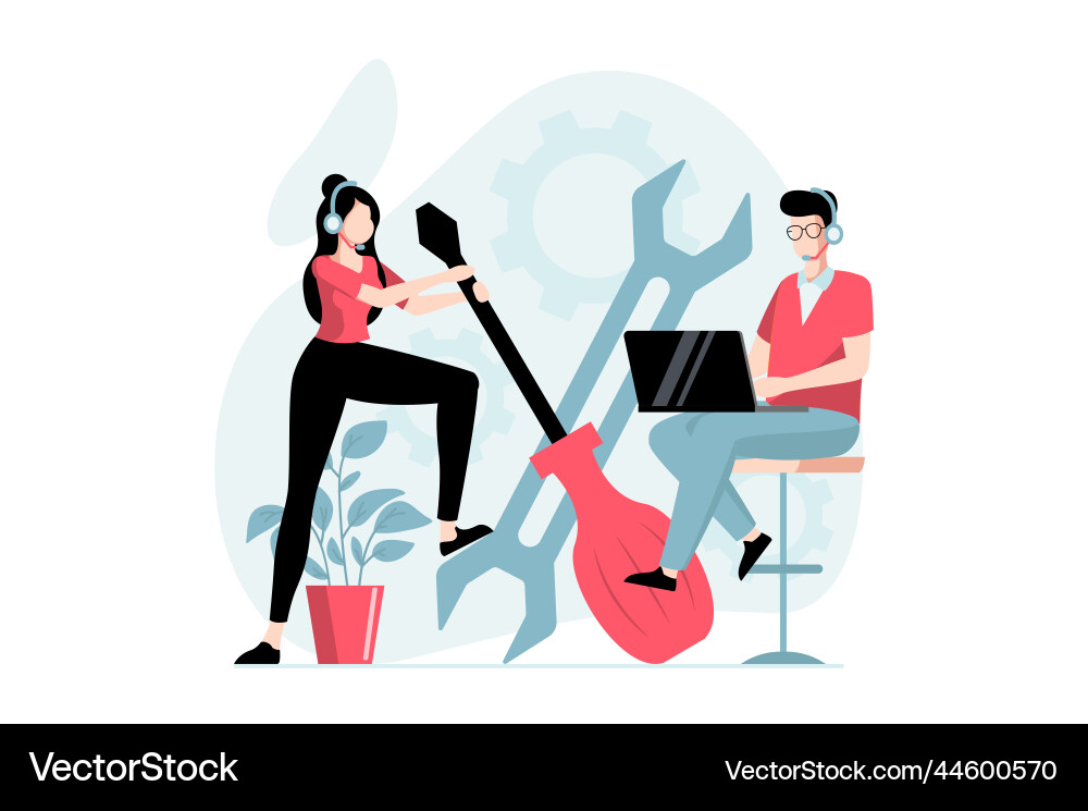 Technical Support Team Concept Vector Image