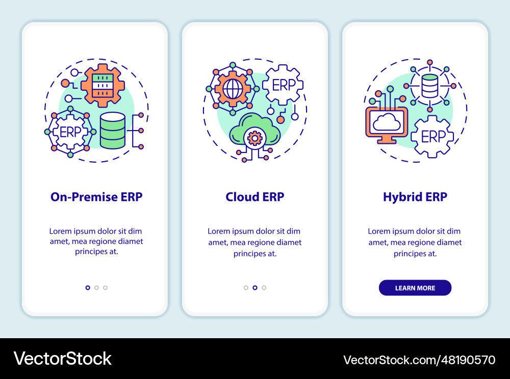 Walkthrough erp with colorful linear icons concept Walkthrough erp with colorful linear icons concept vector image