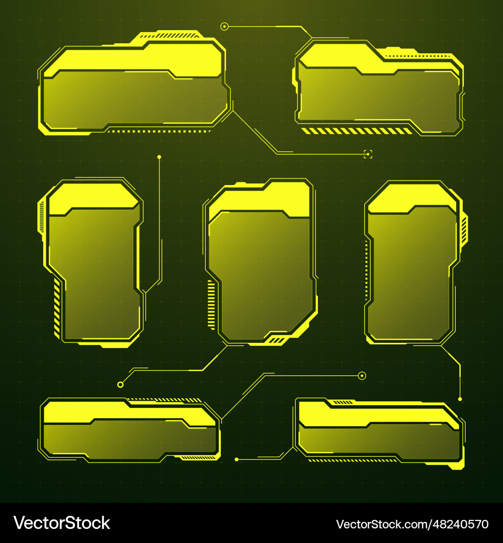 Yellow futuristic hud ui elements sci-fi user vector image