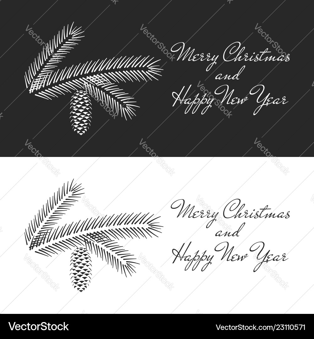 A branch of spruce with cone in minimalist A branch of spruce with cone in minimalist vector image