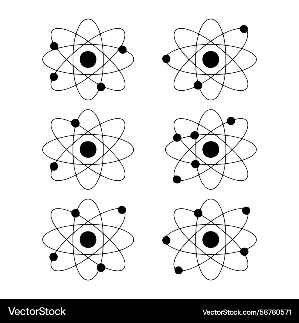 Atomic Models with Electron Orbits Vector Image