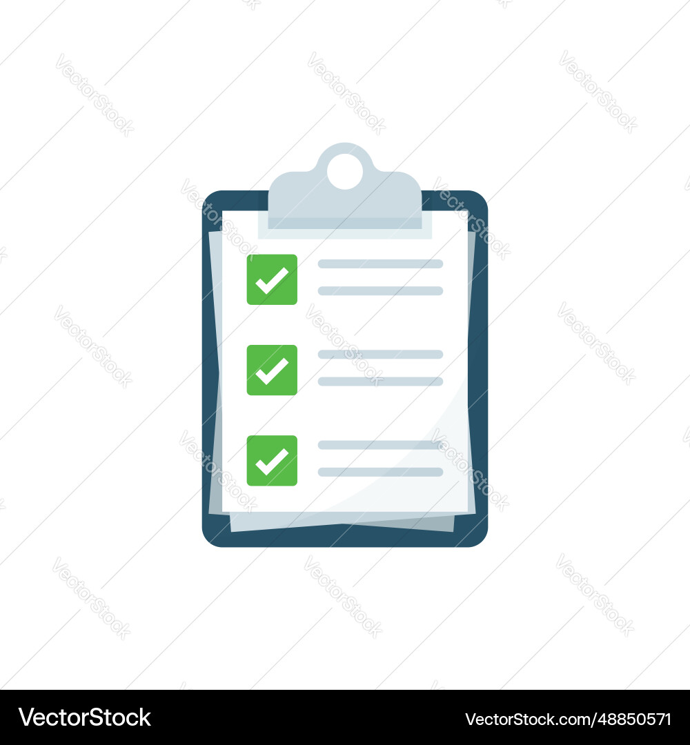 Clipboard with checklist icon in flat style Clipboard with checklist icon in flat style vector image