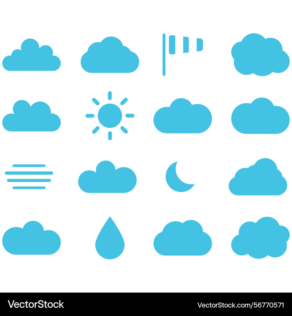 Clouds icons set of in different form Vector Image
