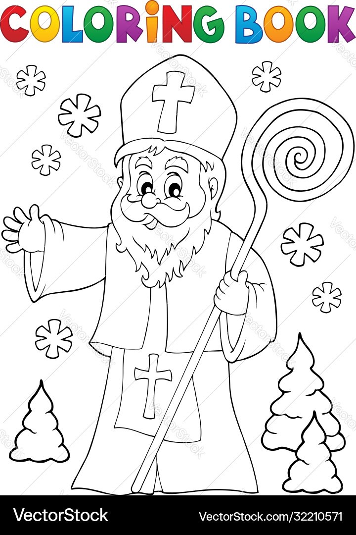 Coloring book saint nicholas topic 1 Coloring book saint nicholas topic 1 vector image