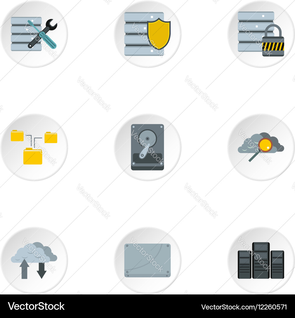 Computer data icons set flat style Vector Image