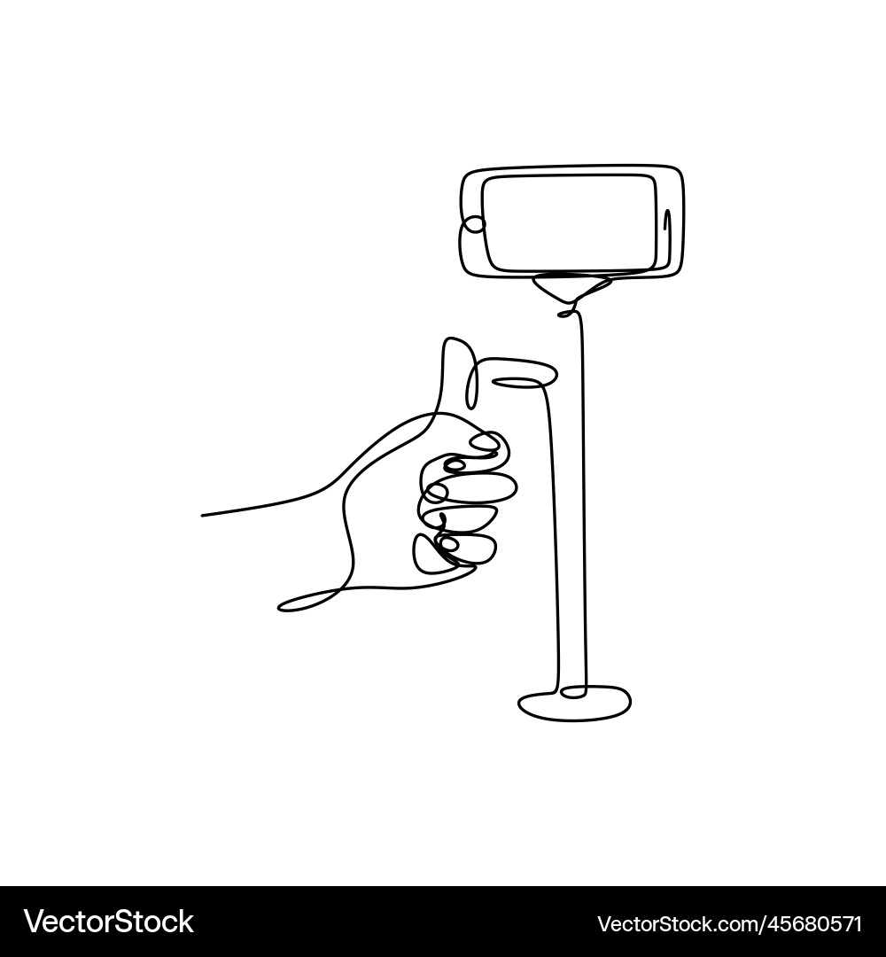Continuous line drawing stick for selfie Continuous line drawing stick for selfie vector image