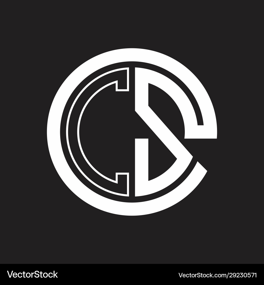 Cs logo with circle rounded negative space design vector image