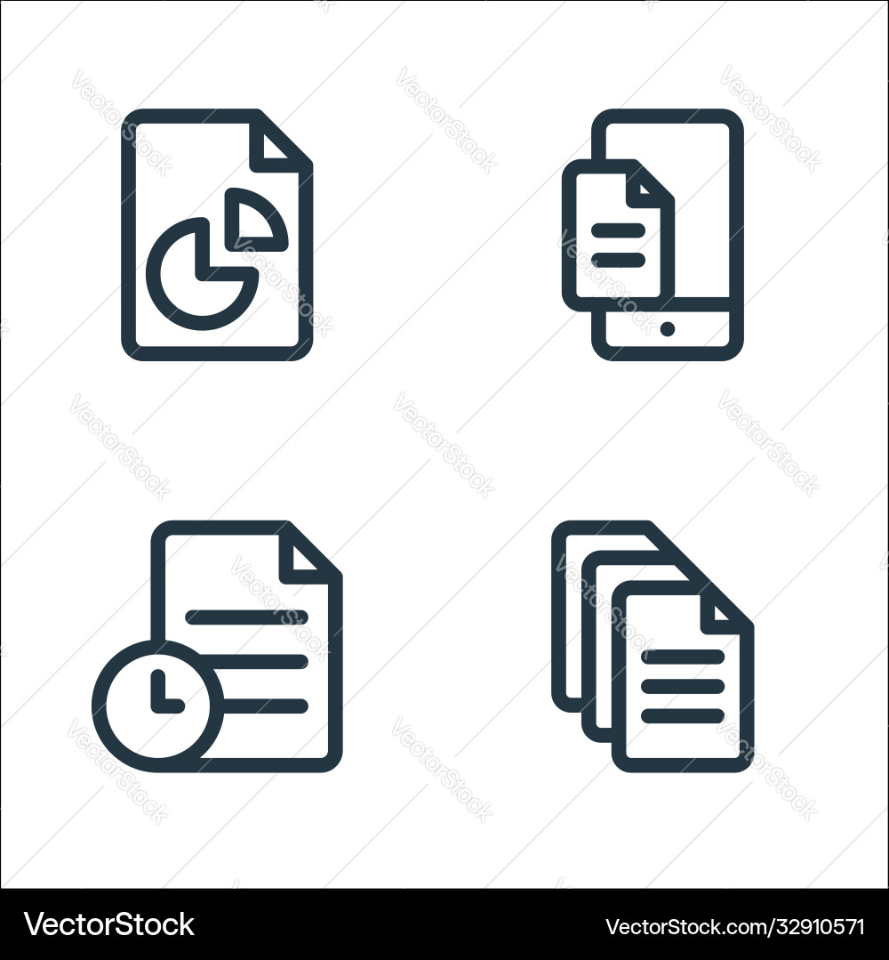 Document and files line icons linear set quality Document and files line icons linear set quality Vector Image