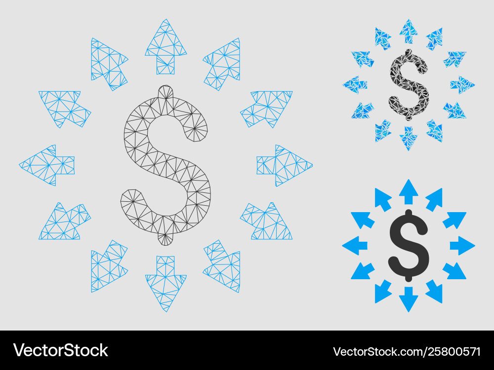 Dollar distribution mesh network model Dollar distribution mesh network model vector image