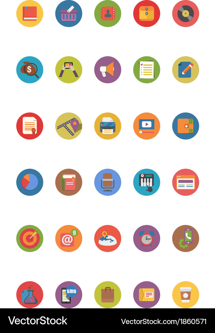 Flat business icons and web set vector image