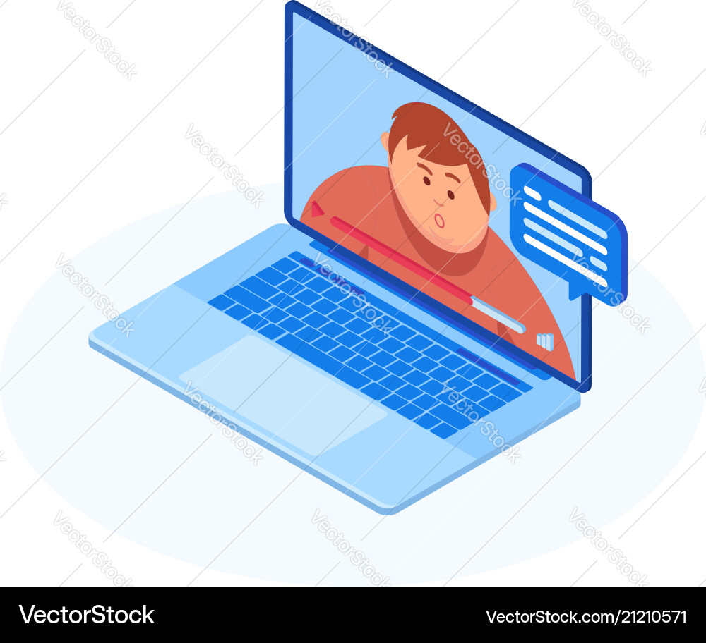 Isometrics video chatting online on computer Vector Image
