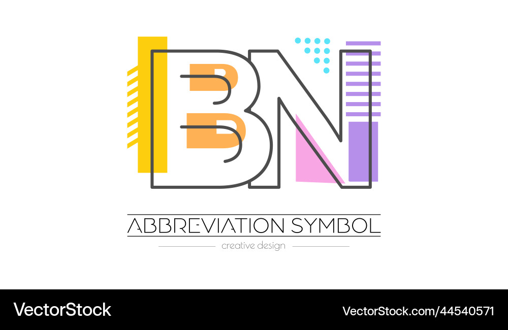 Letters b and n merging of two initials Letters b and n merging of two initials vector image