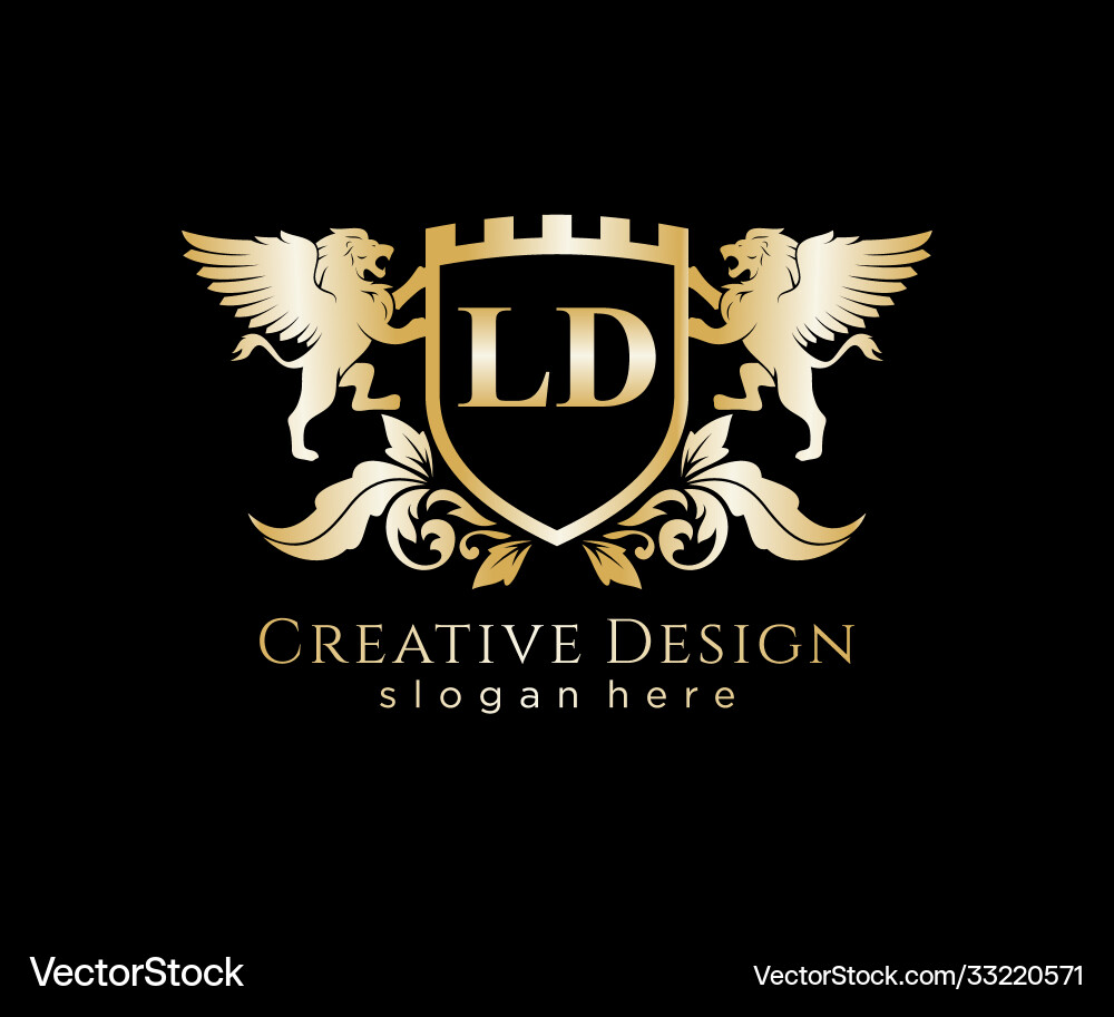 Lion Royal Initial Logo Template Vector Image