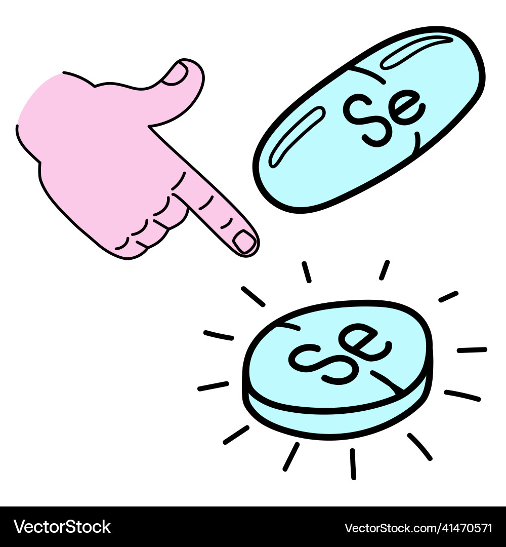 Micronutrient selenium line icon in doodle style Micronutrient selenium line icon in doodle style vector image
