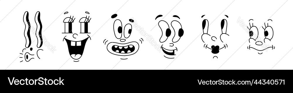Retro 30s characters mascot comic faces Retro 30s characters mascot comic faces vector image
