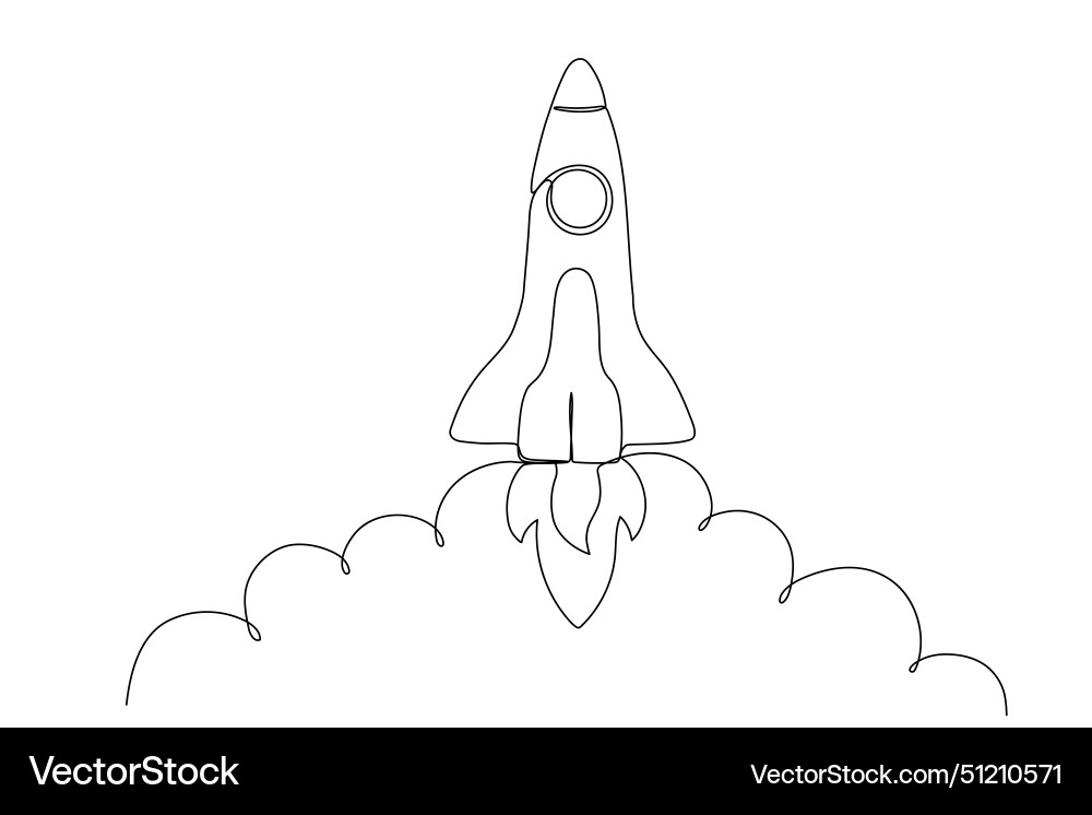 Rocket one line icon spaceship isolated vector image