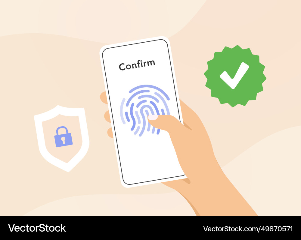 Secure mobile transactions with biometric payment Secure mobile transactions with biometric payment vector image