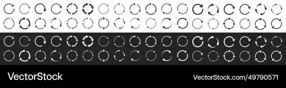 Set of circle arrows elements black loading symbol vector image