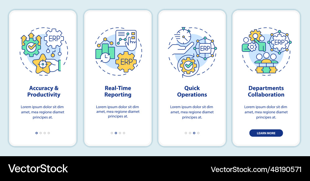 Walkthrough erp with colorful linear icons concept Walkthrough erp with colorful linear icons concept vector image