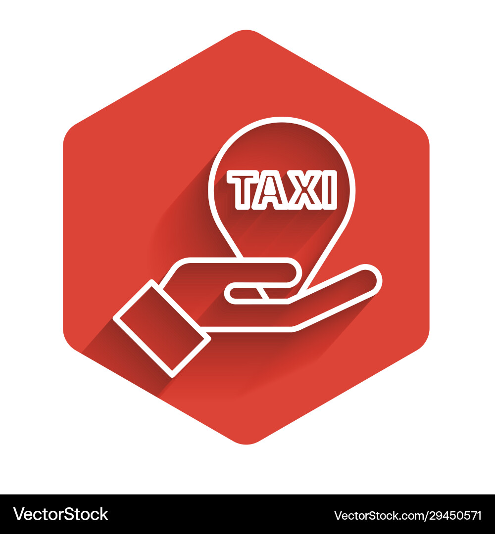 White line hand on map pointer with taxi icon White line hand on map pointer with taxi icon vector image