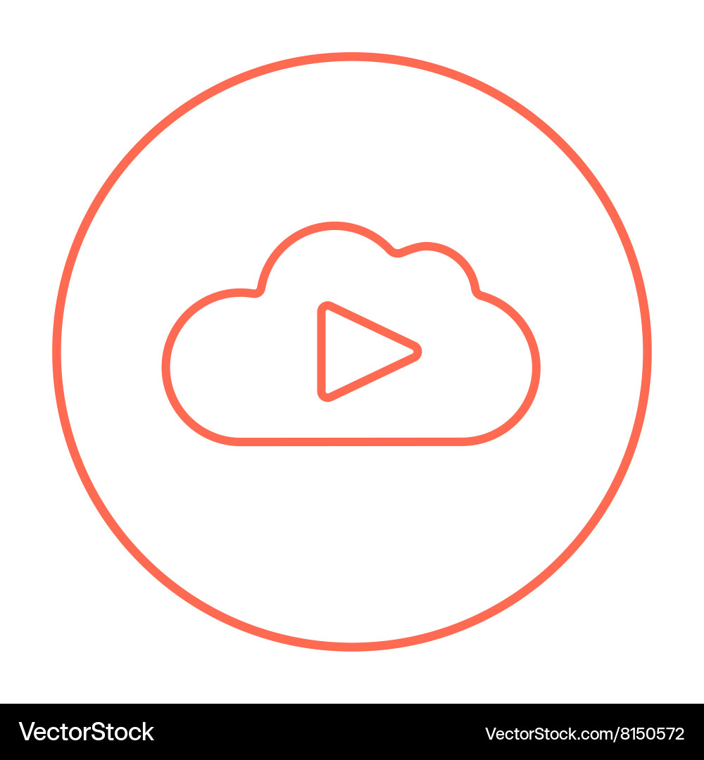 Cloud with play button line icon vector image