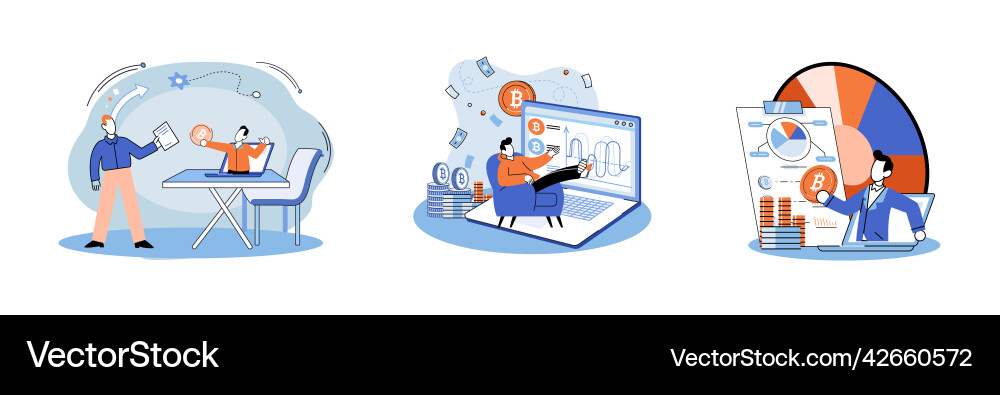 Cryptocurrency bitcoin mining metaphor blockchain Cryptocurrency bitcoin mining metaphor blockchain Vector Image
