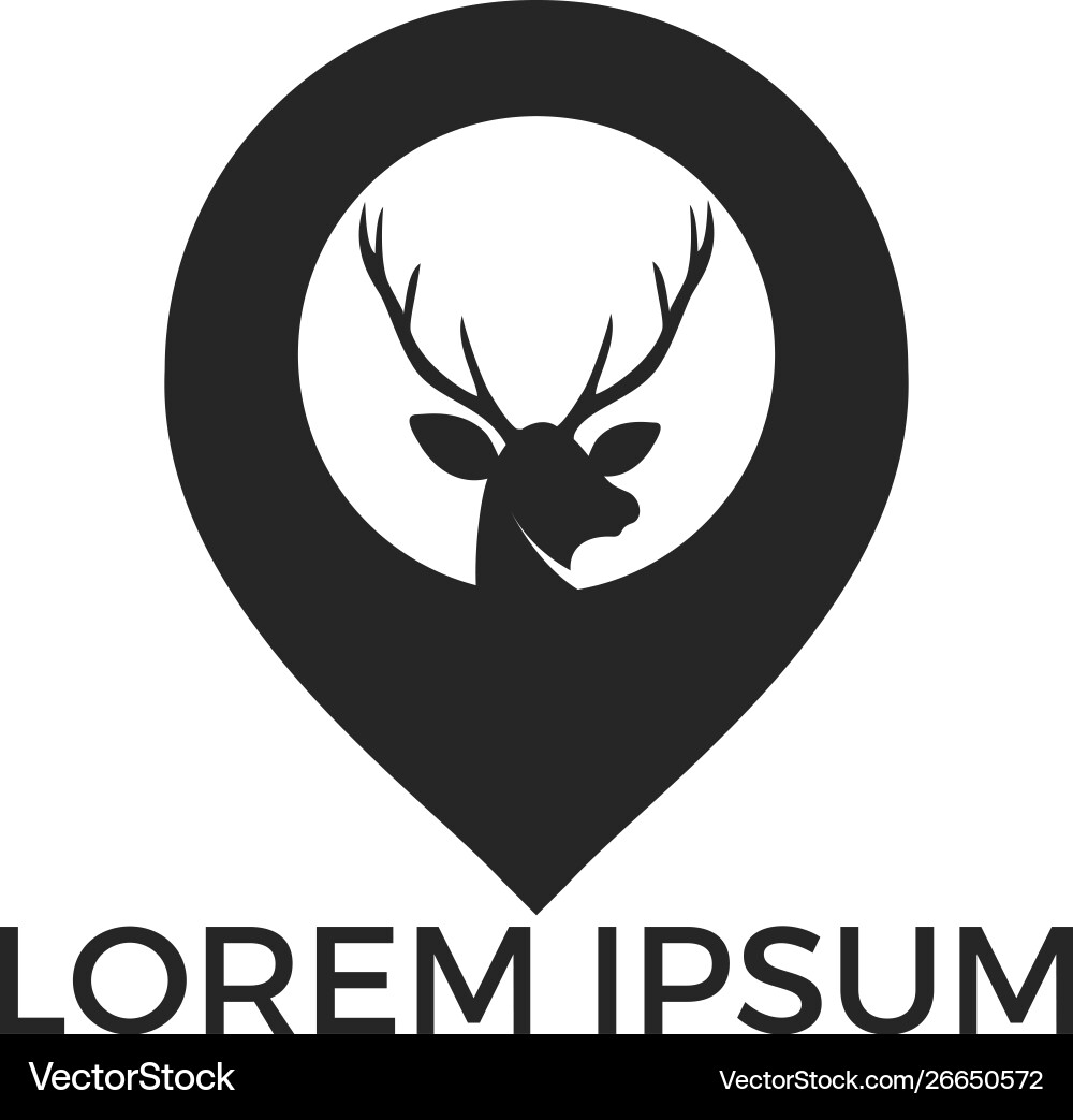 Deer and map pointer logo design Deer and map pointer logo design Vector Image