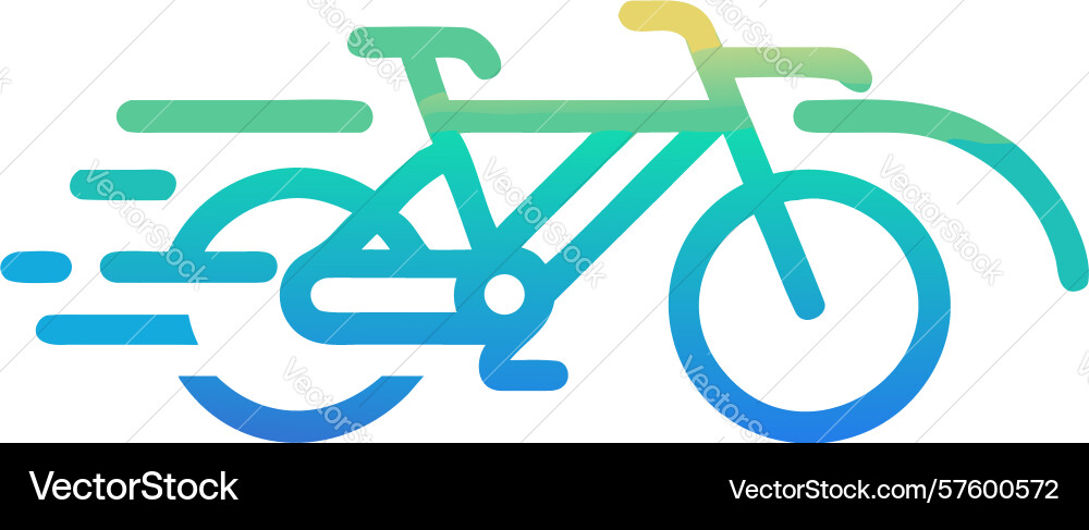 Dynamic bicycle icon with flowing speed lines vector image