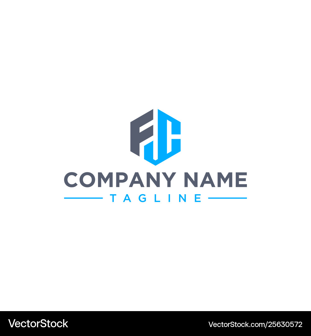 FC Initial Logo - Hexagon Shape vector image