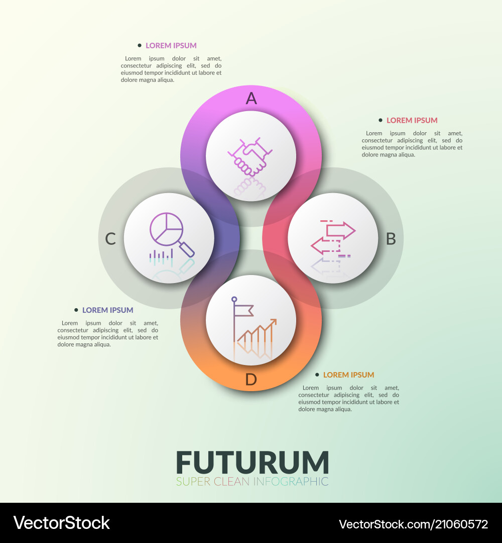 Four overlapping translucent round elements placed Four overlapping translucent round elements placed vector image