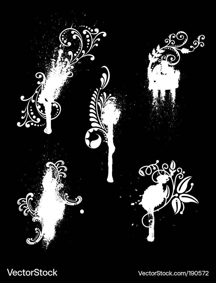 Ink blots with pattern vector image