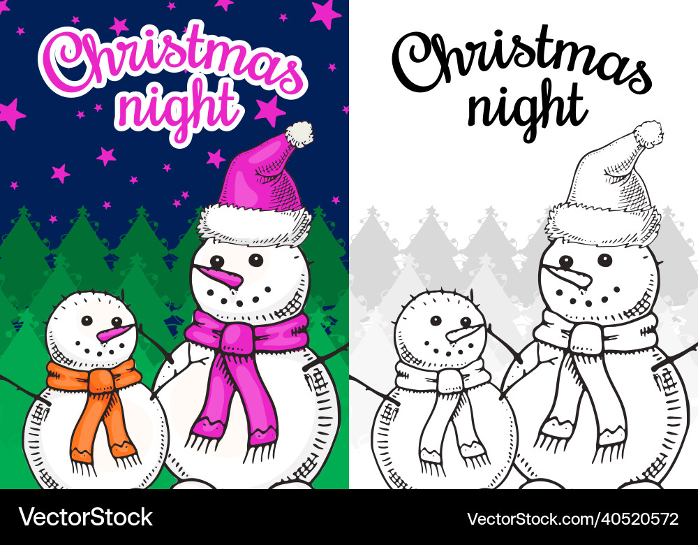 Merry christmas snowman banner new year sticky Merry christmas snowman banner new year sticky vector image