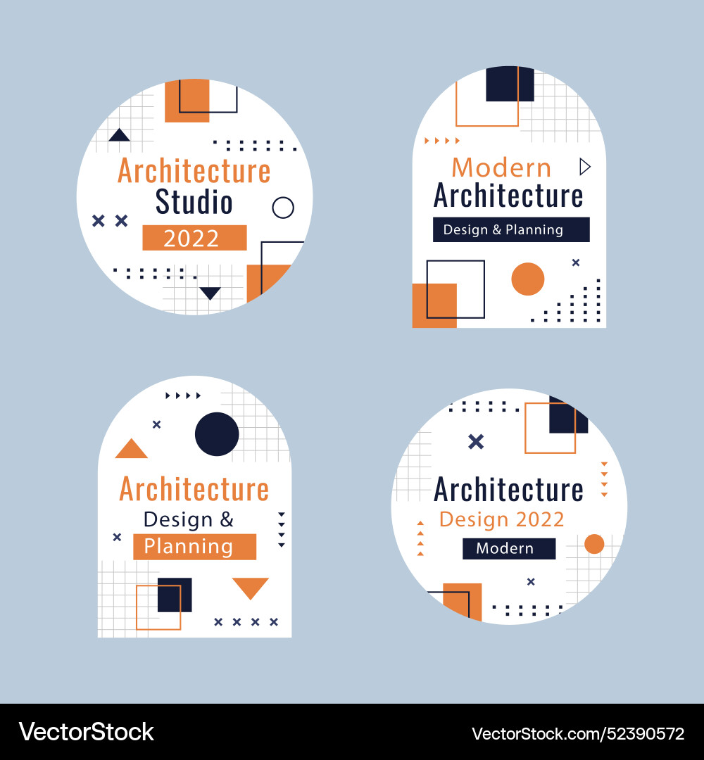Minimal architecture project labels template Vector Image