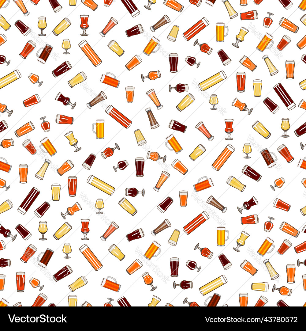 Pattern with types of beer utensils Vector Image