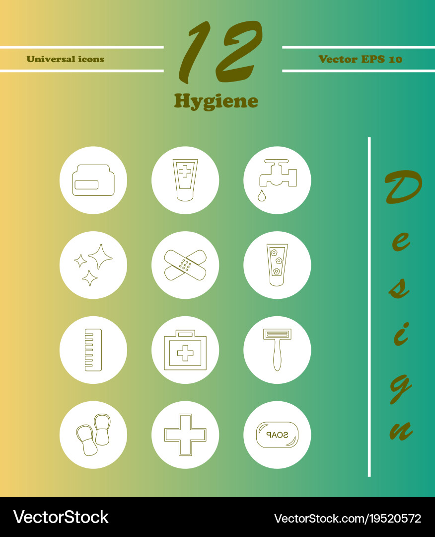 Set line icons of hygiene theme Vector Image