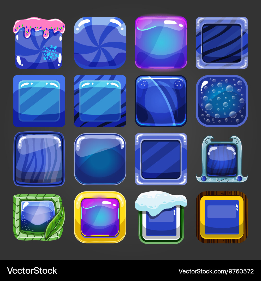 Set of different square buttons 2 vector image