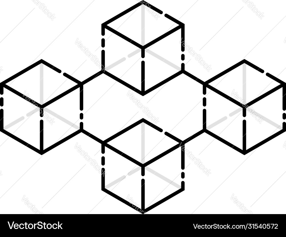 Thin line cubes like simple blockchain Thin line cubes like simple blockchain vector image