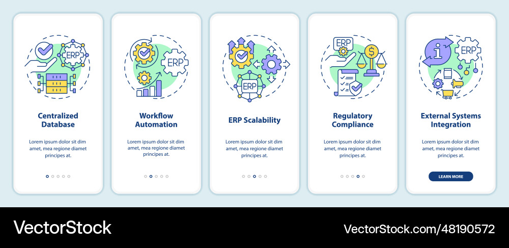 Walkthrough erp with linear icons concept Walkthrough erp with linear icons concept vector image