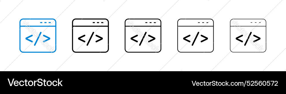 Web code icon set on white background vector image