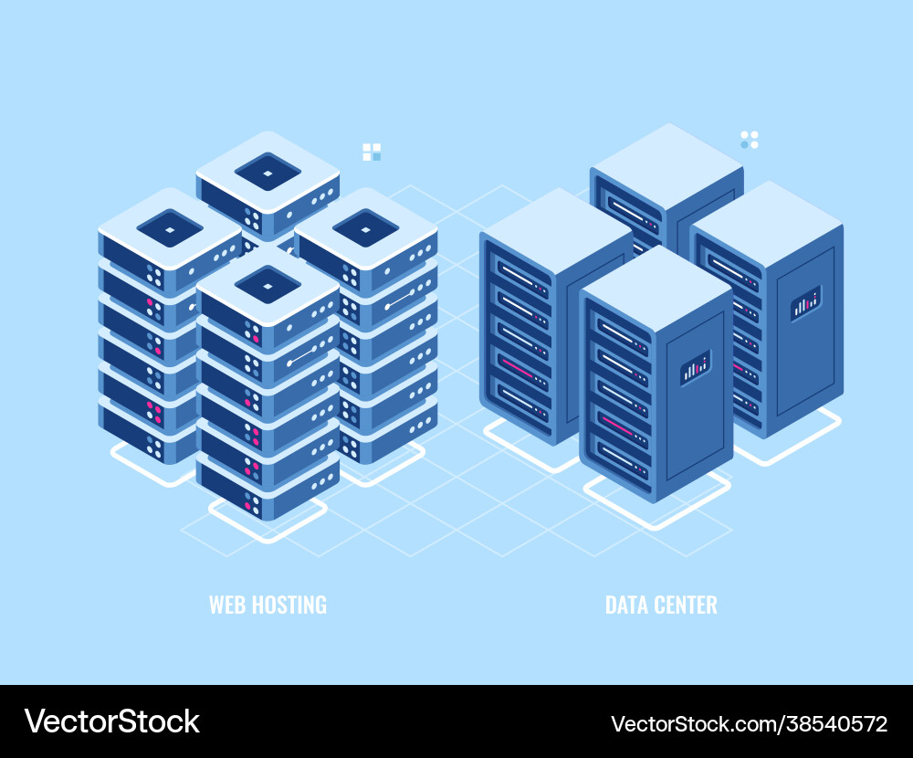 Web hosting server rack isometric icon Web hosting server rack isometric icon vector image