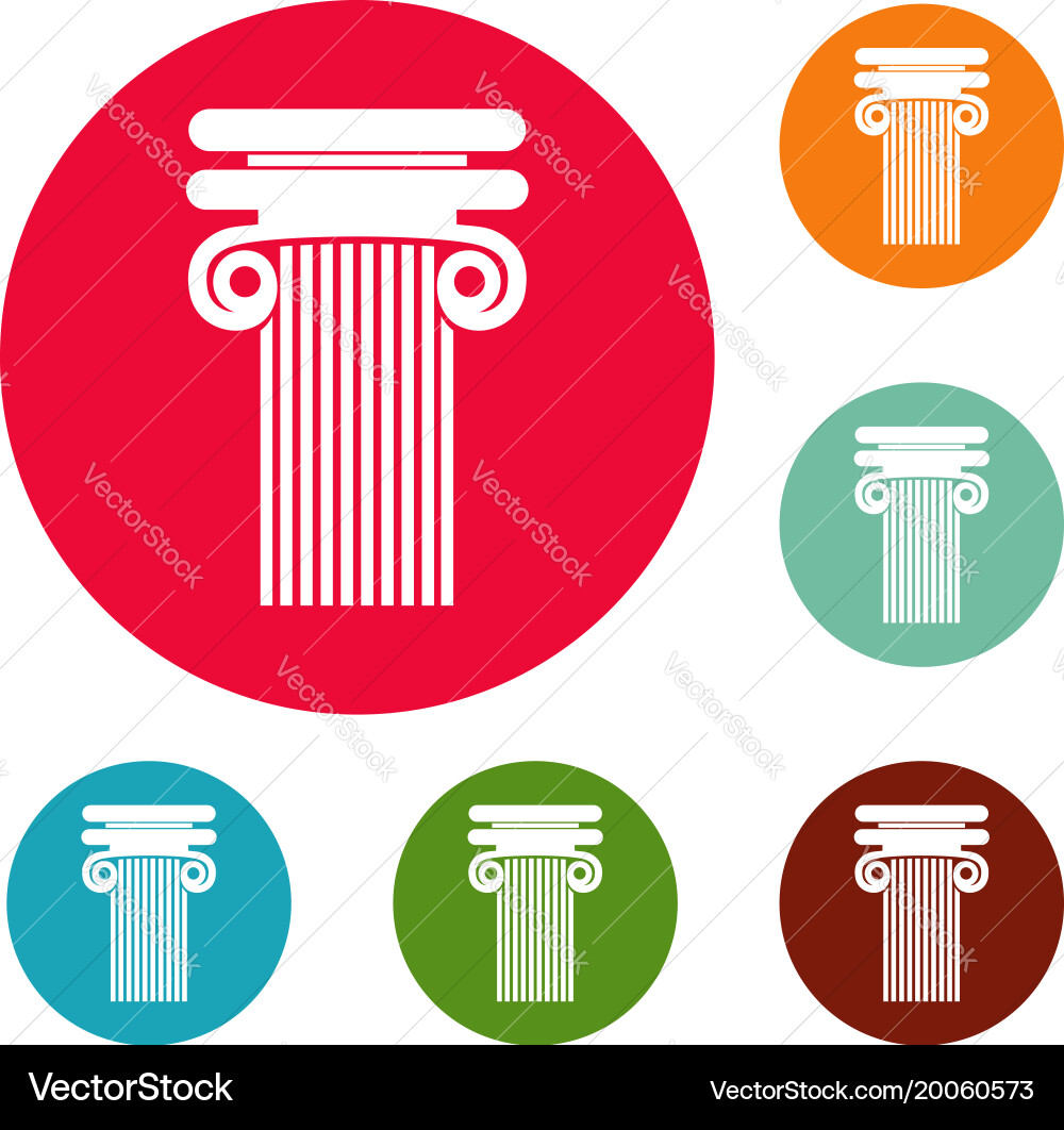 Column with curl icons circle set Vector Image
