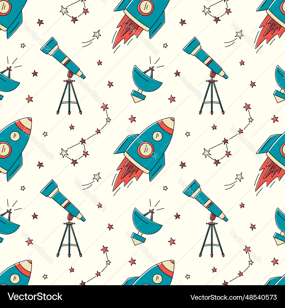 Cosmic Rocket Pattern vector image