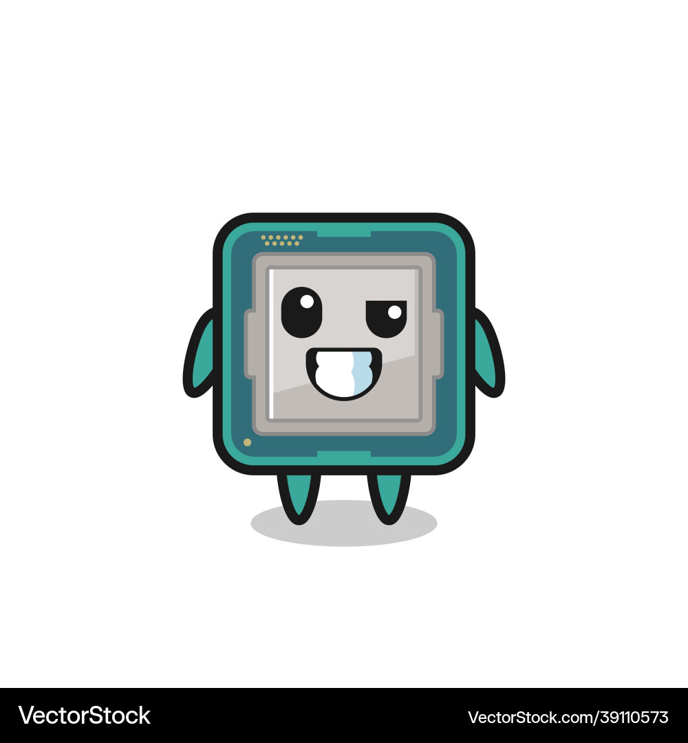 Cute processor mascot with an optimistic face Cute processor mascot with an optimistic face vector image