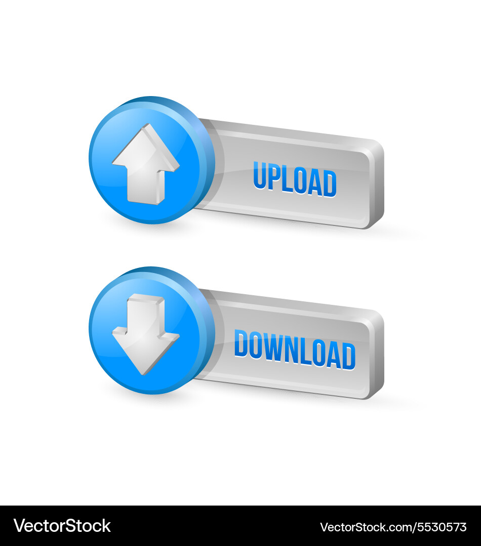 Download and Upload Buttons - 3D Vector Image