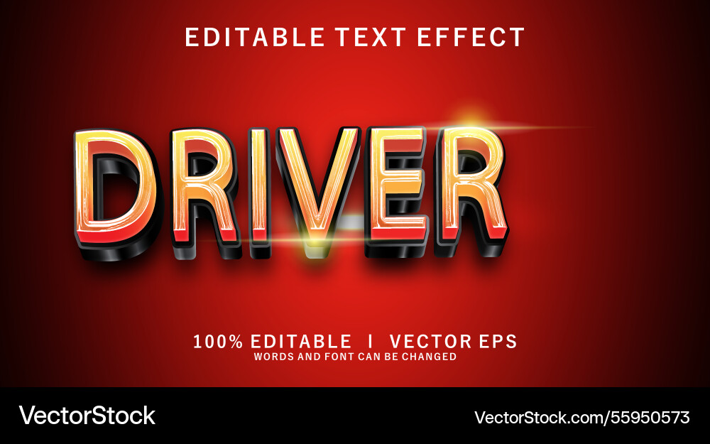 Driver 3d text effect with modern style design Driver 3d text effect with modern style design vector image
