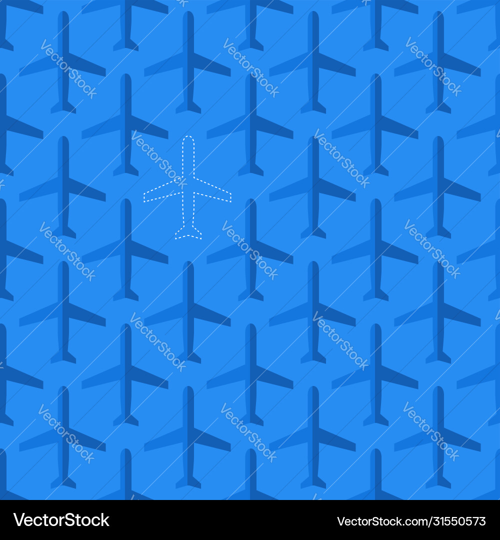 Flat styled seamless pattern with missing plane Flat styled seamless pattern with missing plane vector image