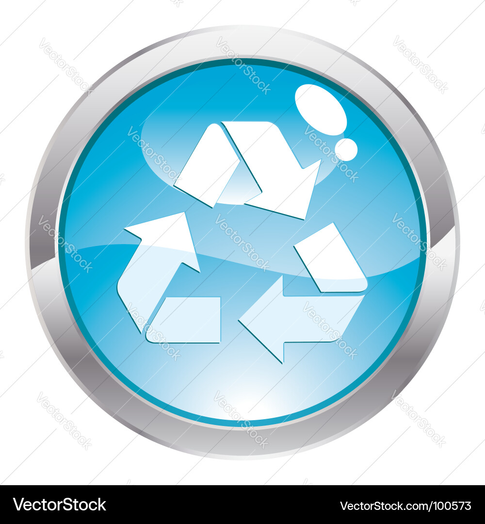 Gloss button with recycling symbol vector image
